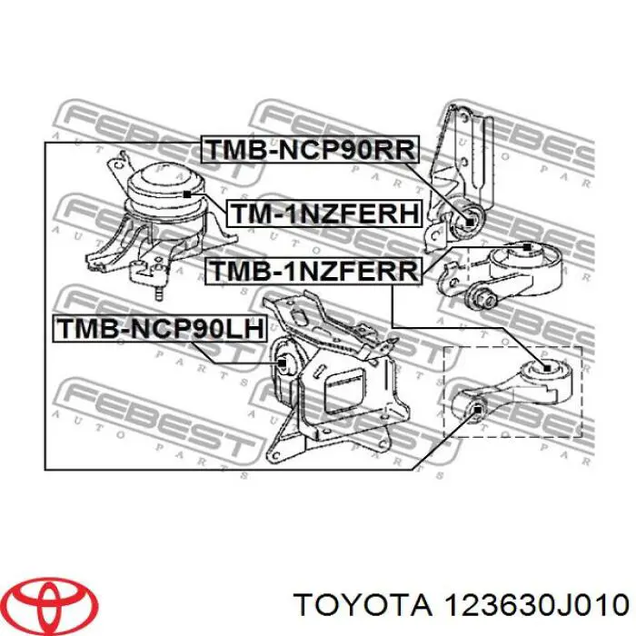Подушка (опора) двигуна, задня Toyota 123630J010 ціна, від 42.35 USD