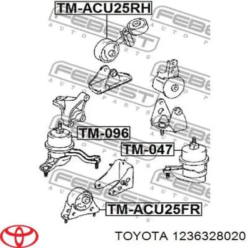 1236328020 Toyota Подушка (опора) двигуна, права передня