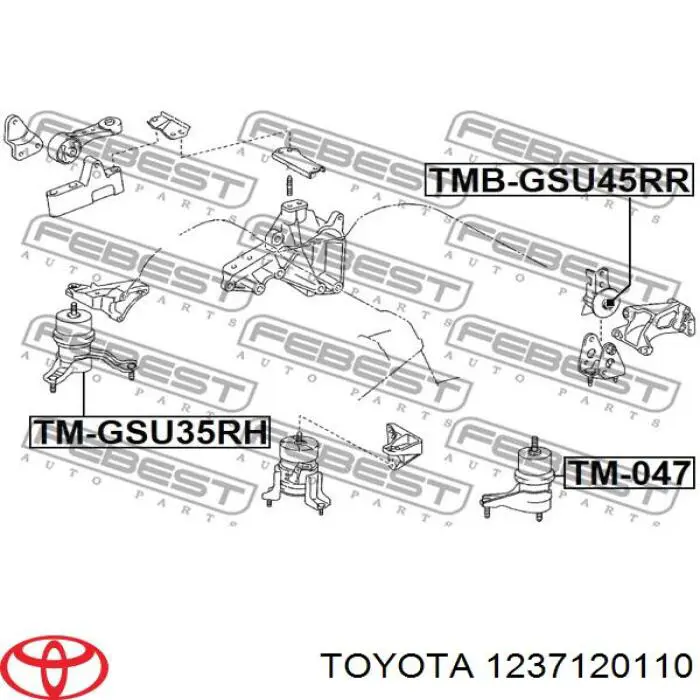 Подушка (опора) двигуна, задня Toyota 1237120110 ціна, від 12.67 USD