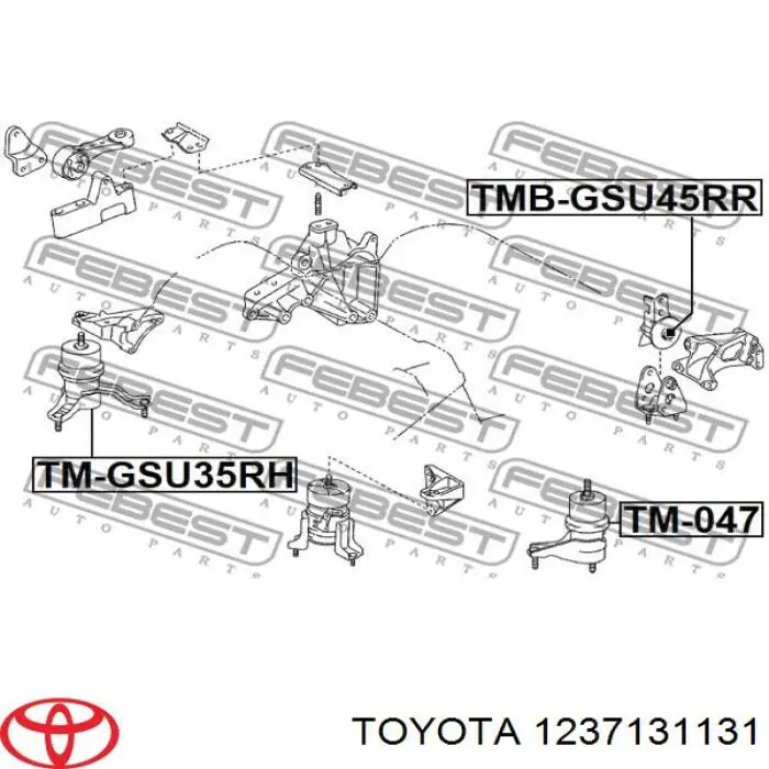 Подушка (опора) двигуна, задня Toyota Highlander (U4) (Тойота Хайлендер)