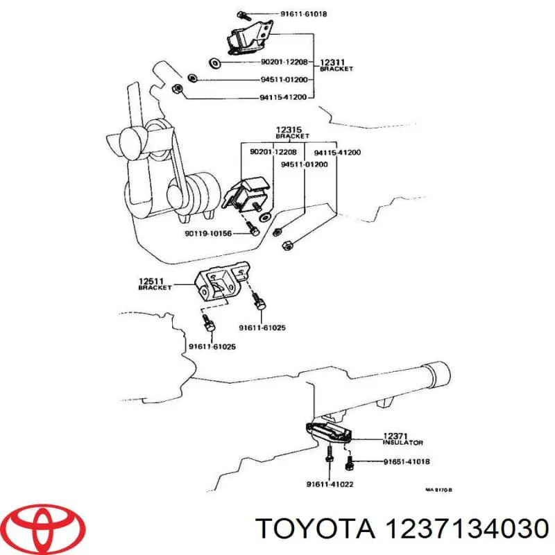 Подушка (опора) двигуна, права Toyota 4 Runner (N130) (Тойота 4 раннер)