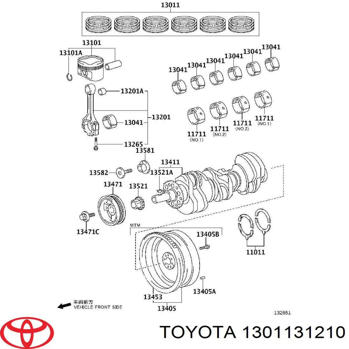 Кільця поршневі комплект на мотор, STD. 1301131210 Toyota