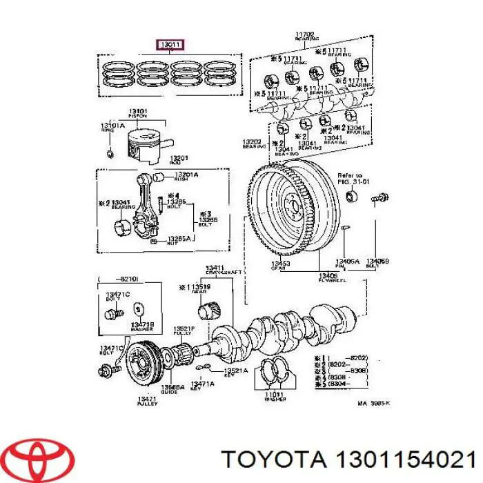 1301154021 Toyota кільця поршневі комплект на мотор, std.