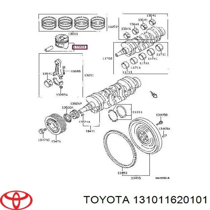 Поршень з пальцем без кілець, стандарт Toyota 131011620103 ціна, від 30.69 USD