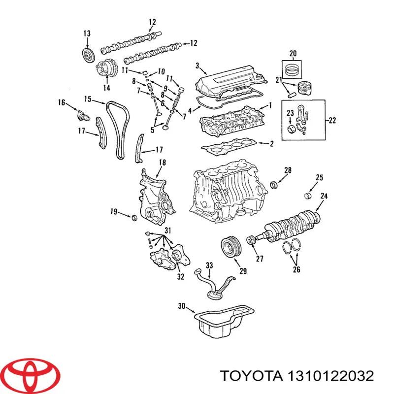 Поршень в комплекті на 1 циліндр, STD Toyota RAV4 2 (XA2) (Тойота Рав4)