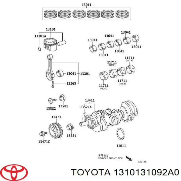 Поршень з пальцем без кілець, стандарт Toyota 1310131091 ціна, від 40.49 USD