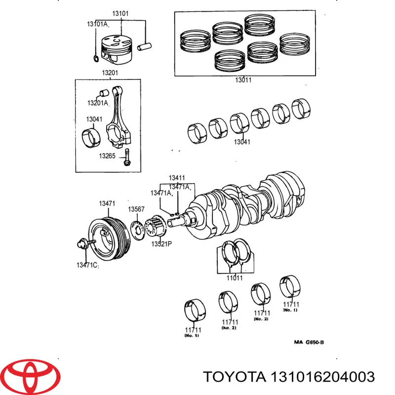 Поршень в зборі Toyota 1310362040 ціна, від 39.27 USD