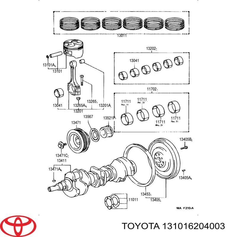 Купити 1310362040 Toyota Поршень в комплекті на 1 циліндр, STD