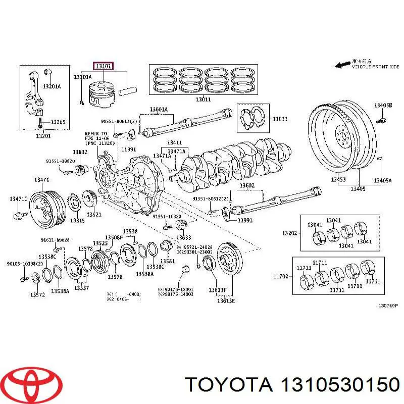 Поршень з пальцем без кілець, 4-й ремонт (+1,00) Toyota 1310530150 ціна, від 101.41 USD