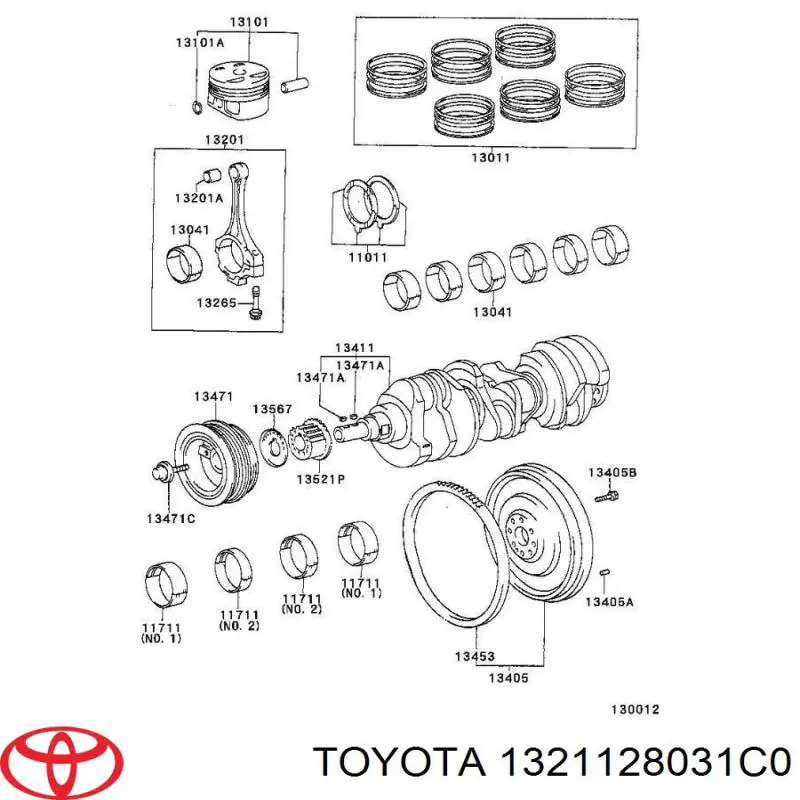 Поршень з пальцем без кілець, STD 1321128031C0 Toyota