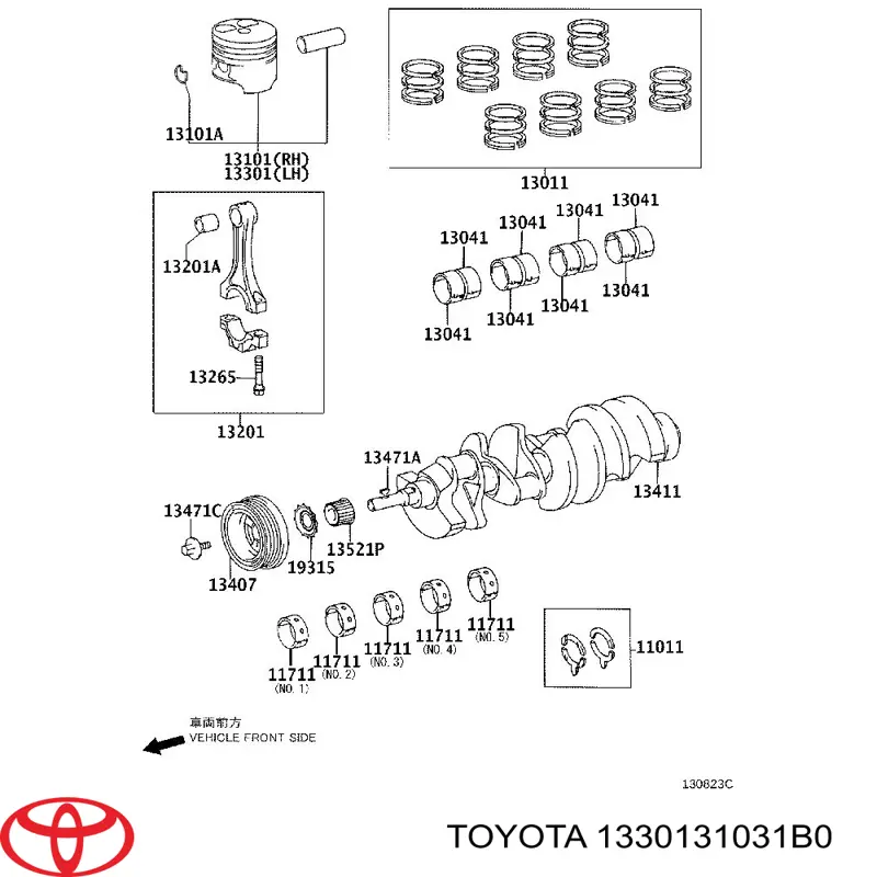 Поршень з пальцем без кілець, стандарт Toyota 1330131031B0 ціна, від 91.40 USD