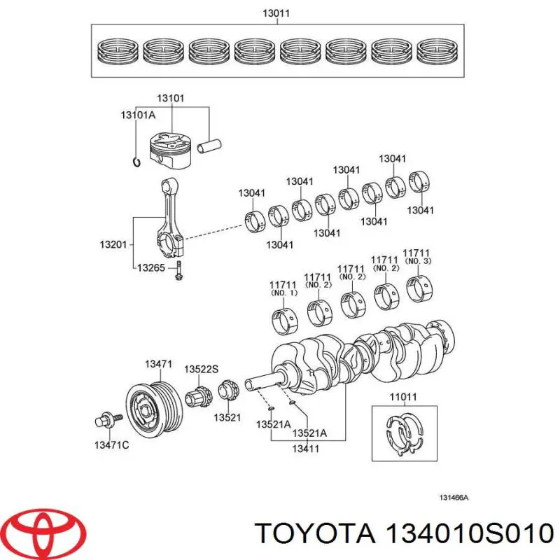 Вал колінчастий і маховик Toyota 134010S010 ціна, від 1501.06 USD