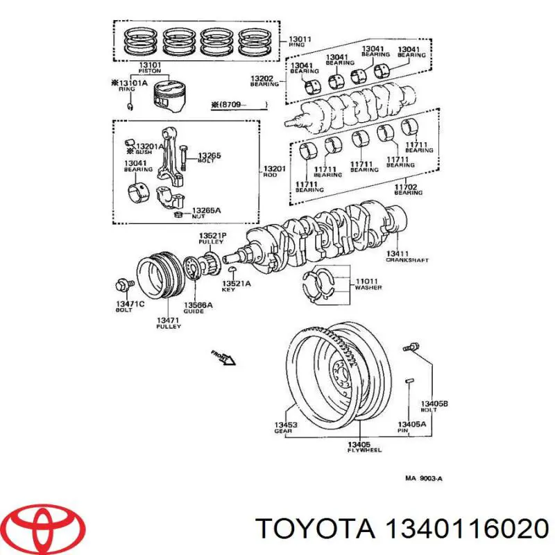 1340116020 Toyota Колінвал двигуна