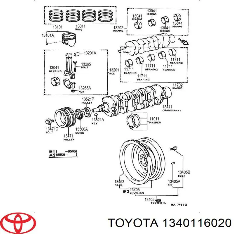 1340116020 Toyota колінвал двигуна