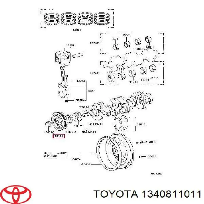 1340811011 Toyota шків колінвала