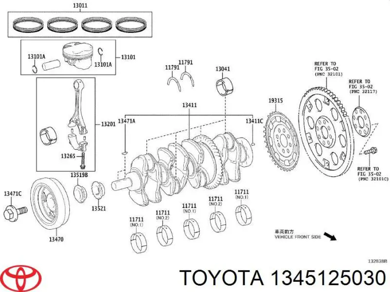 Маховик двигуна Toyota 1345125030 ціна, від 82.26 USD