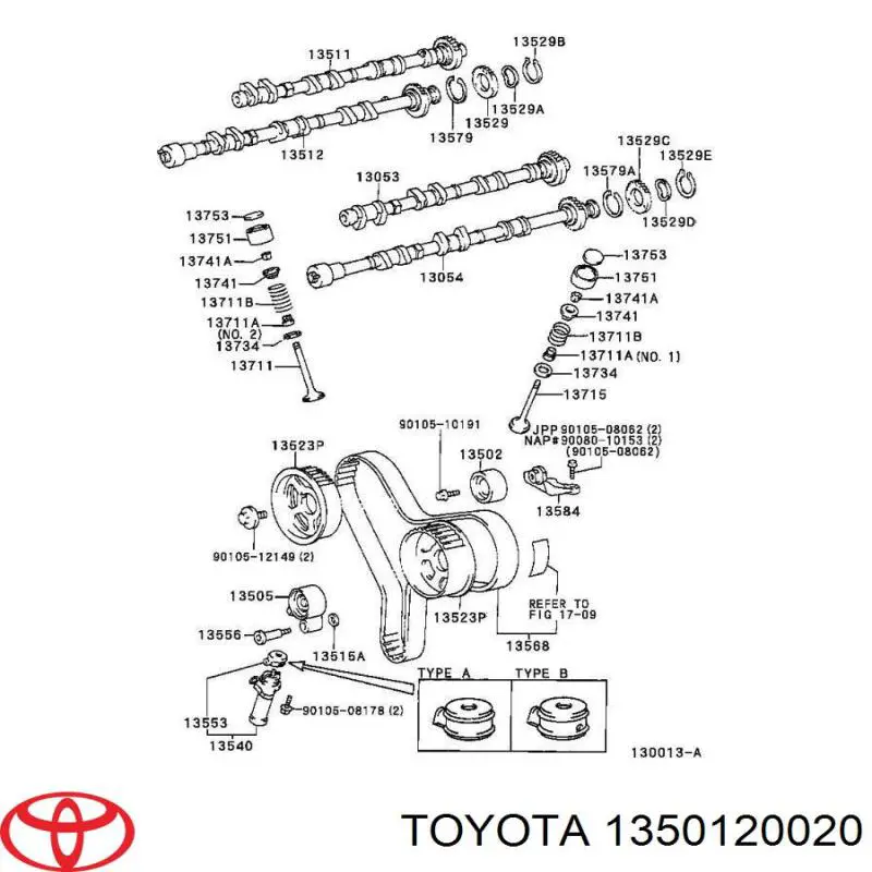 Розподільний вал двигуна випускний правий Toyota 1350120020 ціна, від 114.02 USD