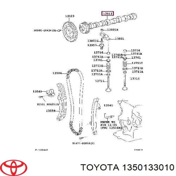 1350133010 Toyota Вал розподільний