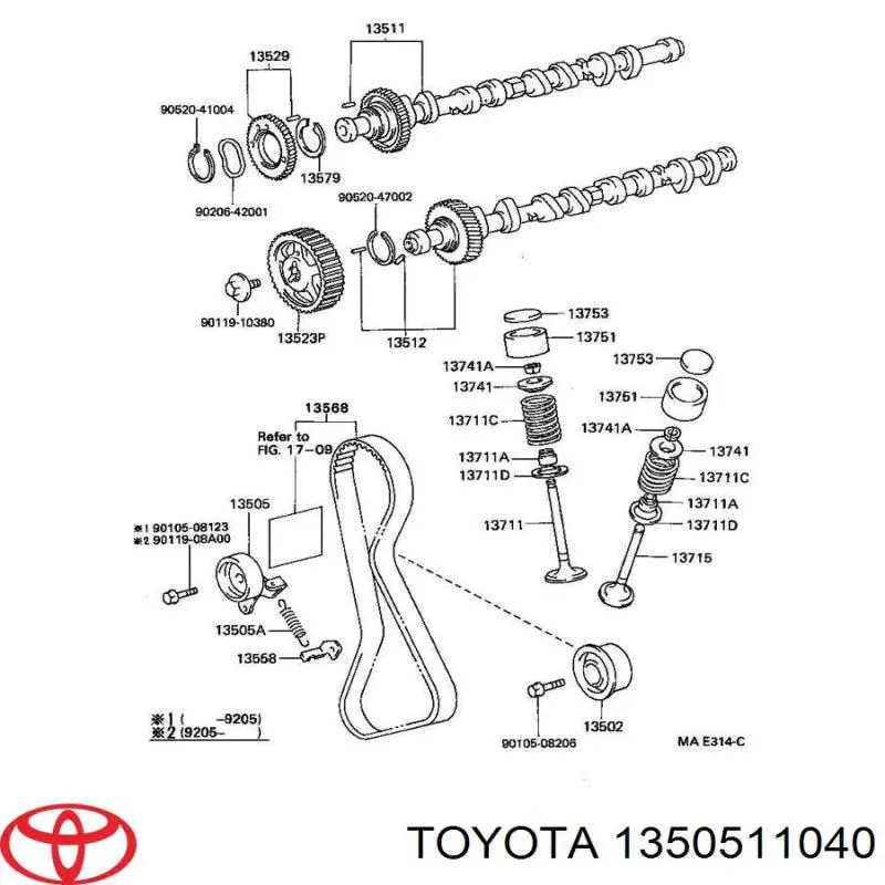1350511040 Toyota ролик натягувача ременя грм
