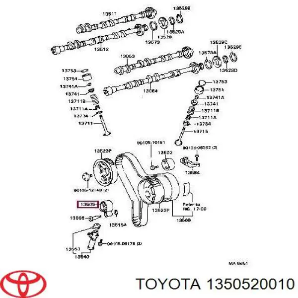 Ролик натягувача ременя ГРМ 1350520010 Toyota