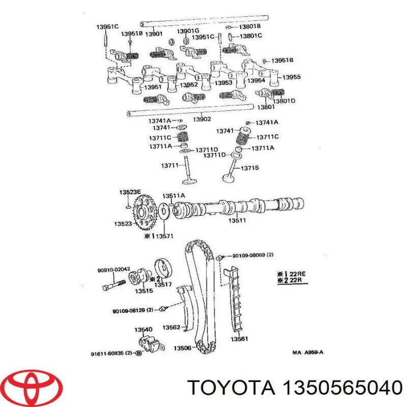 Ролик натягувача ременя ГРМ 1350565040 Toyota