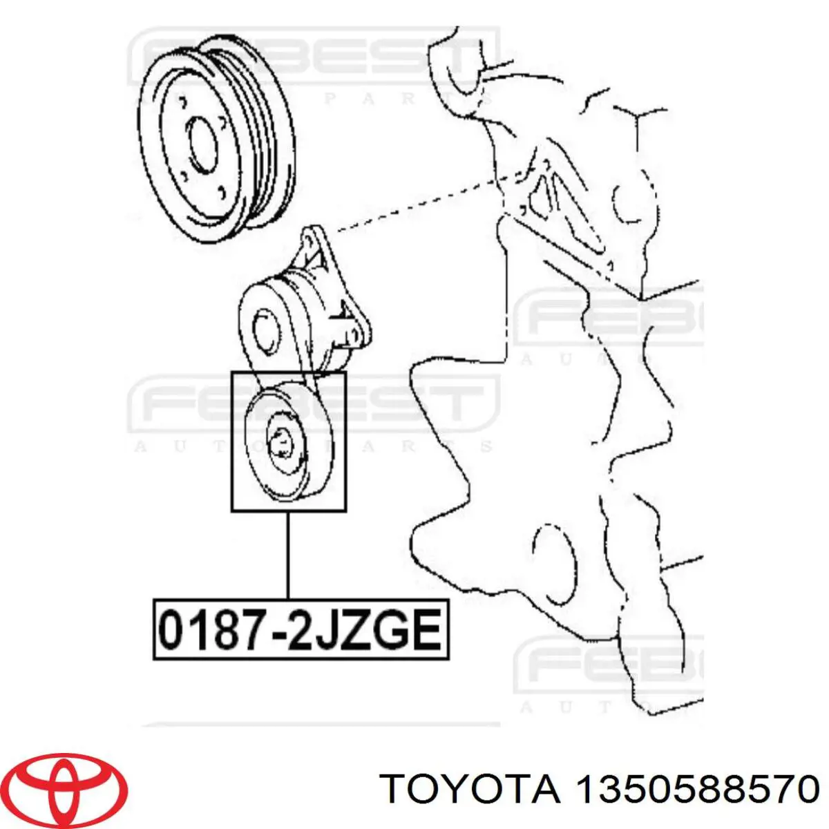 Ролик ременя ГРМ, паразитний Toyota 1350588570 ціна, від 4.02 USD