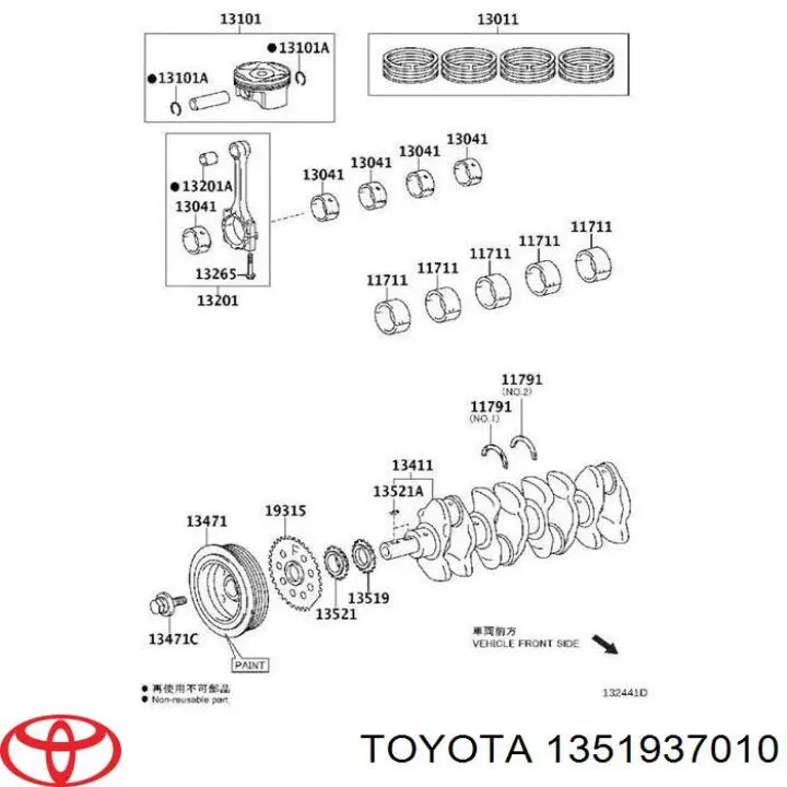 Зірка-шестерня приводу коленвалу двигуна Toyota 1351937010 ціна, від 4.36 USD