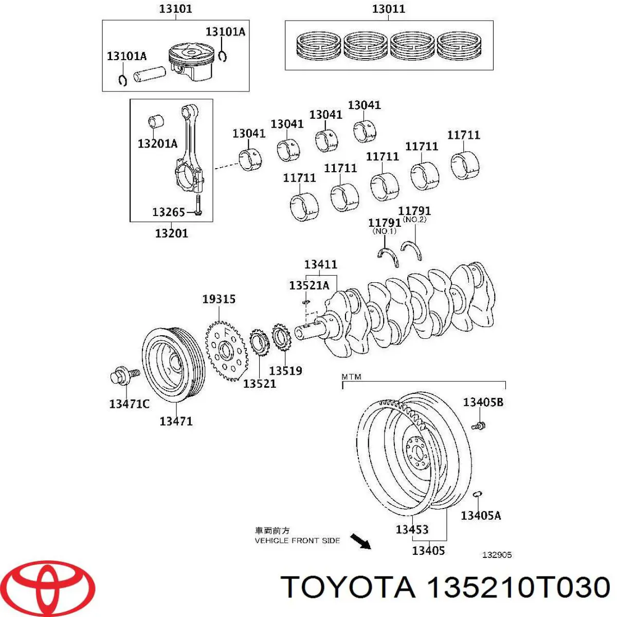 Зірочка приводу коленвала двигуна Toyota 135210T030 ціна, від 8.75 USD