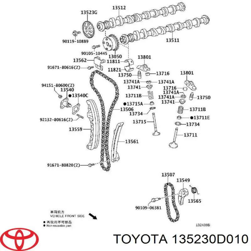 135230D010 Toyota зірка-шестерня розподільного валу двигуна,випускного
