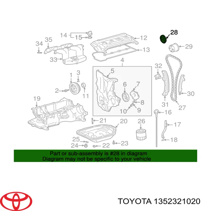 Шестерня розподільчого вала Toyota 1352321020 ціна, від 34.59 USD
