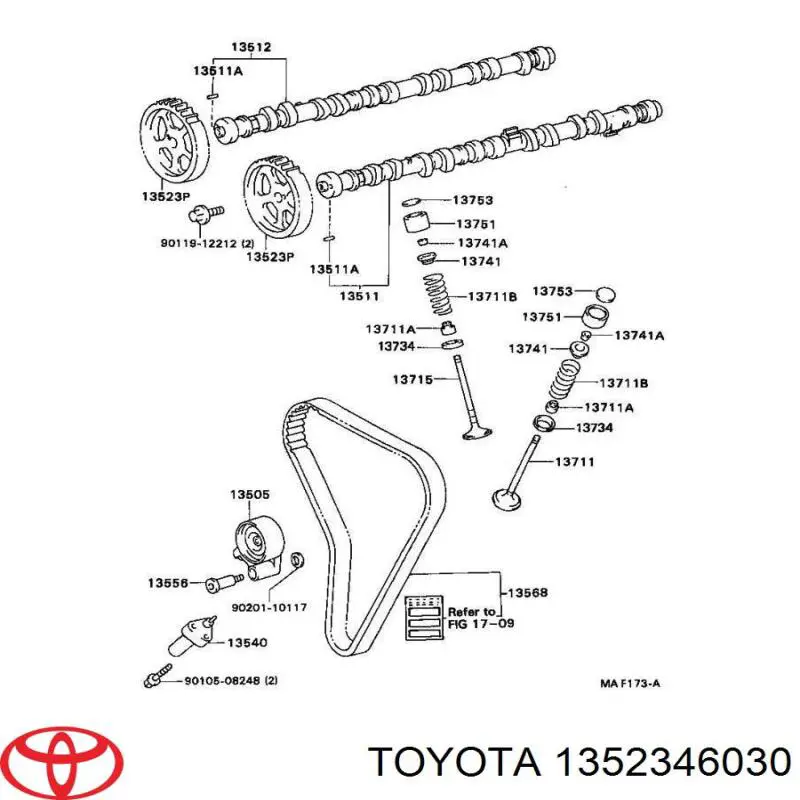 Зірка-шестерня розподільного валу двигуна,випускного Toyota 1352346030 ціна, від 11.11 USD