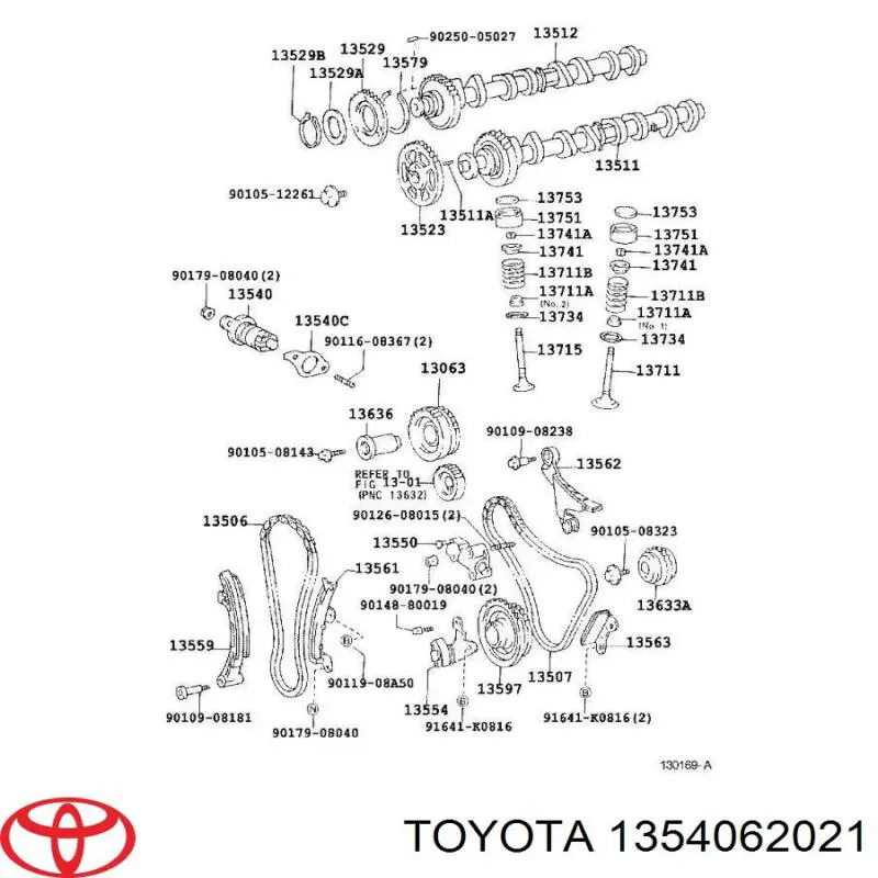 Натягувач ременя ГРМ Toyota 1354062021 ціна, від 38.75 USD