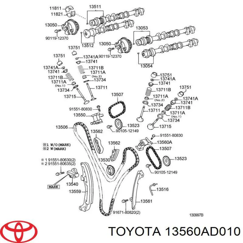 13560AD010 Toyota Натягувач ланцюга ГРМ, лівий