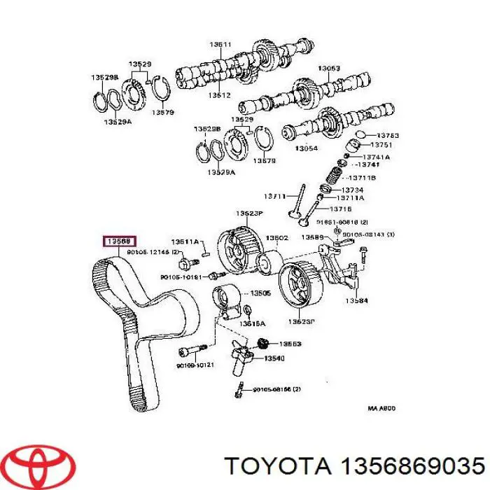 Зубчастий ремінь Toyota 1356869035 ціна, від 23.78 USD