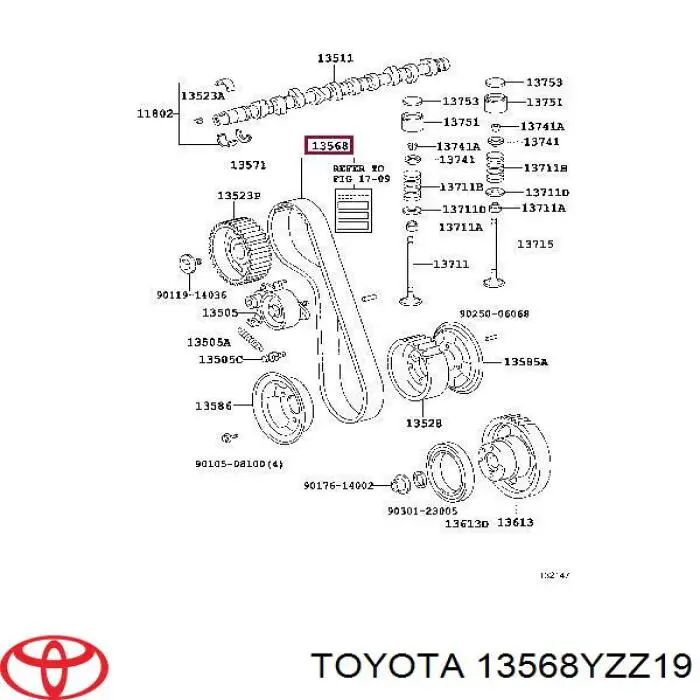 Зубчастий ремінь Toyota 13568YZZ19 ціна, від 5.91 USD