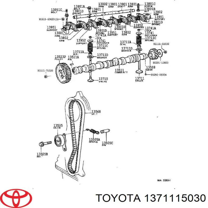 Клапан впускний Toyota 1371115030 ціна, від 0.98 USD
