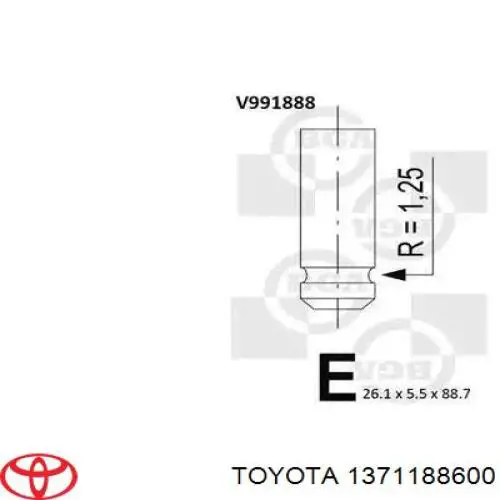 Клапан впускний Toyota 1371188600 ціна, від 18.06 USD