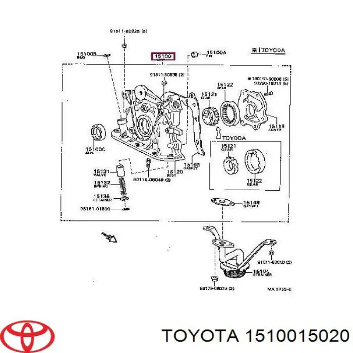 1510015020 Toyota насос масляний