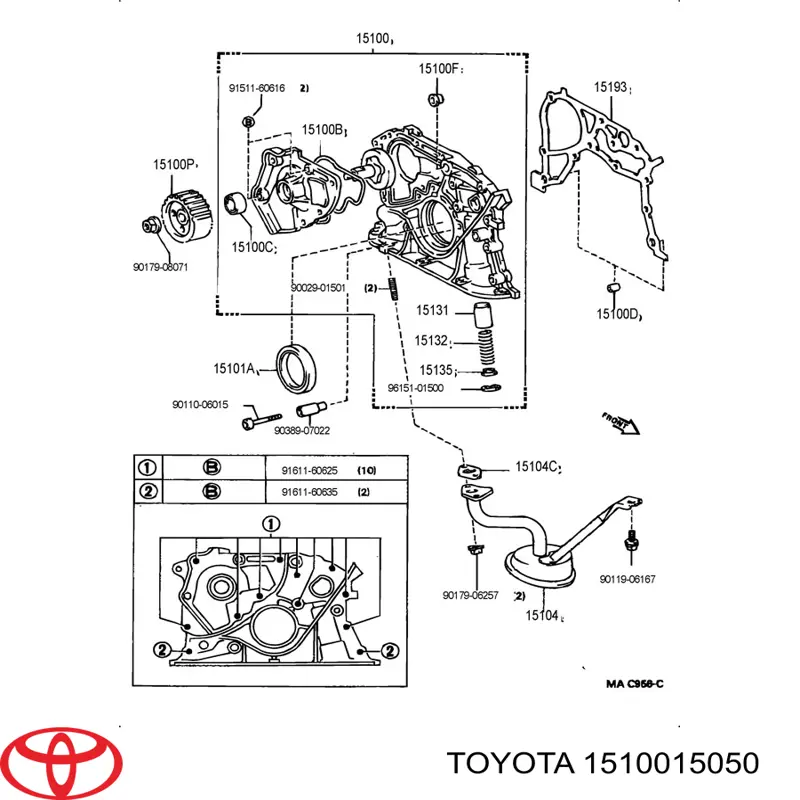 Помпа масляна Toyota 1510015050 ціна, від 33.75 USD