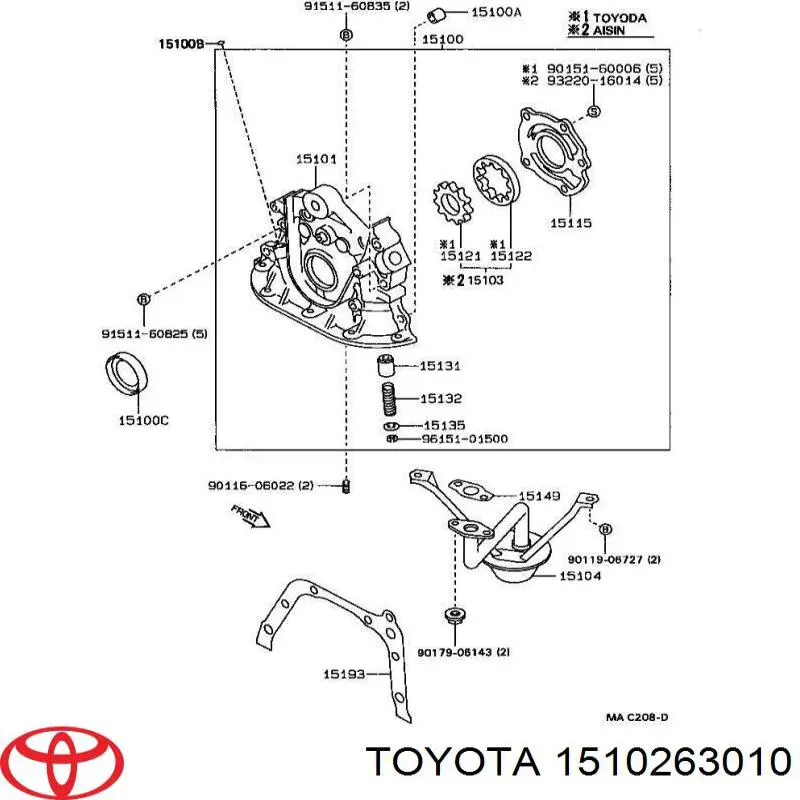 Купити 1510263010 Toyota Ремкомплект маслянного насосу