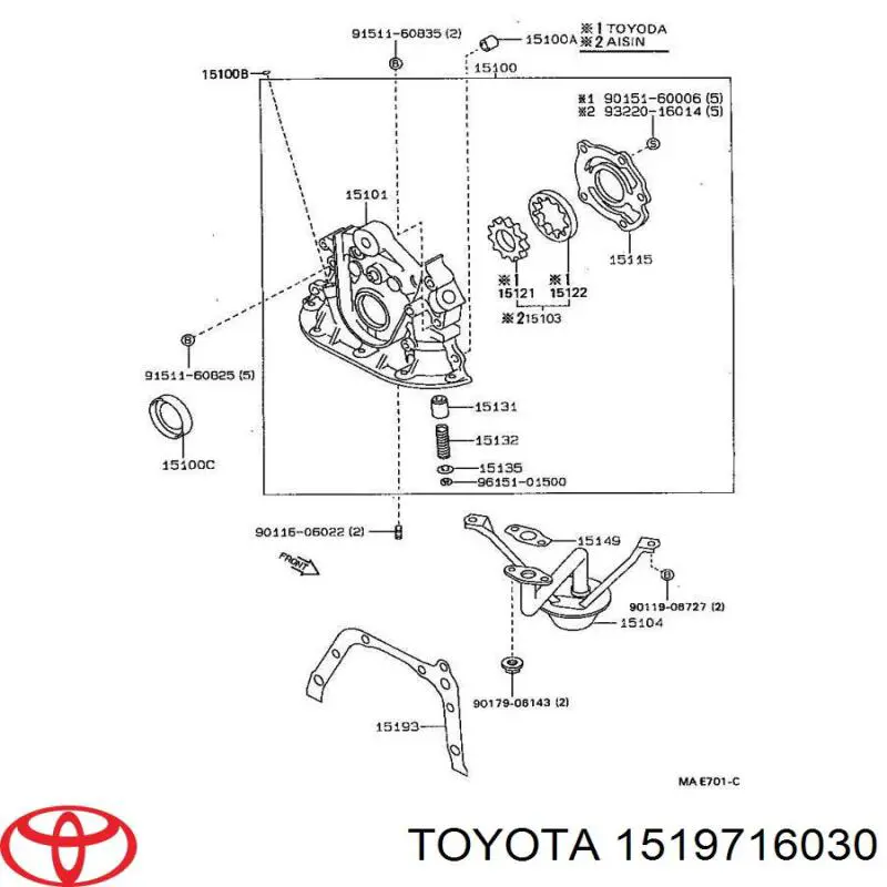 Прокладка масляного насосу Toyota 1519716030 ціна, від 6.30 USD