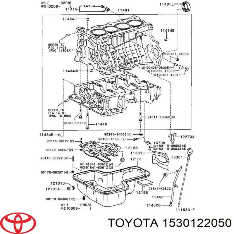 1530122050 Toyota щуп-індикатор рівня масла в двигуні