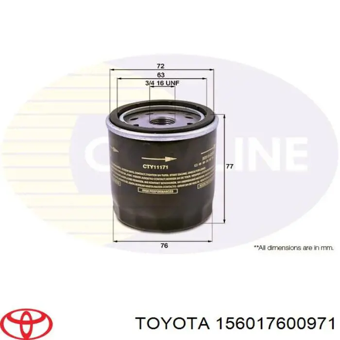 Масляний фільтр 156017600971 Toyota