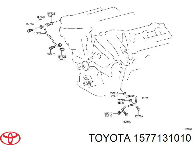 Трубка/шланг масляного радіатора, від блоку до радіатора Toyota 1577131010 ціна, від 18.99 USD