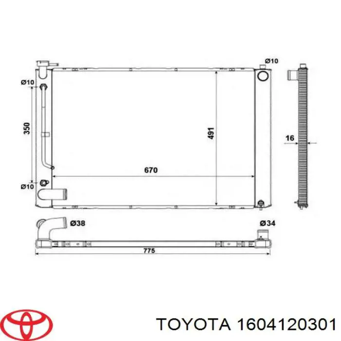 1604120301 Toyota Радіатор охолодження двигуна
