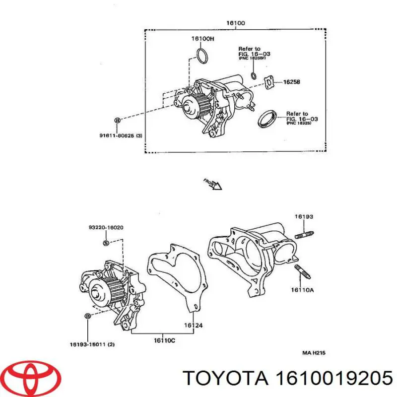Помпа охолодження Toyota 1610019086 ціна, від 27.53 USD