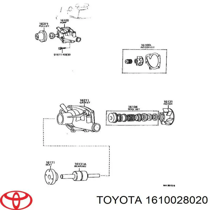 Помпа водяна, (насос) охолодження 1610028020 Toyota