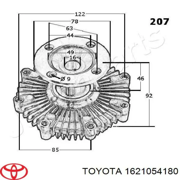 В'язкова муфта вентилятора Toyota 1621054180 ціна, від 45.97 USD