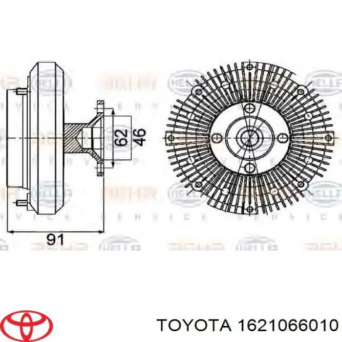 В'язкова муфта вентилятора Toyota 1621066010 ціна, від 59.70 USD