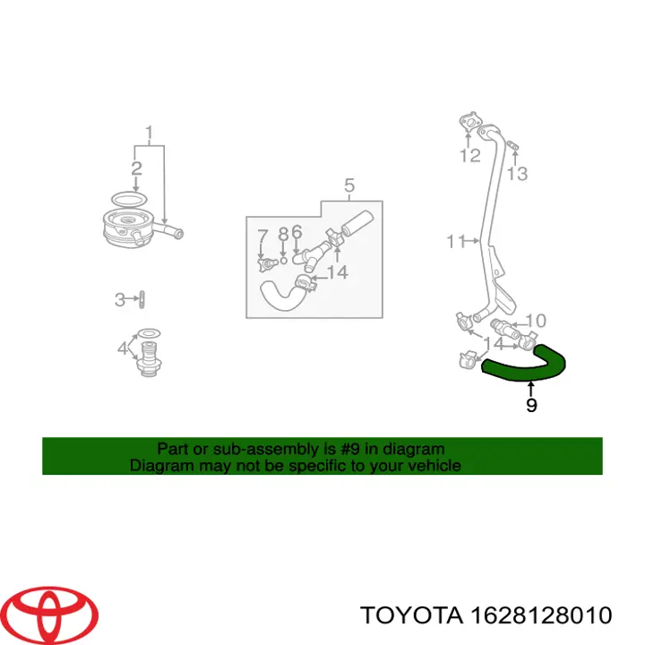 Трубка/шланг масляного радіатора, від блока до радіатора Toyota Avensis (T22) (Тойота Авенсіс)